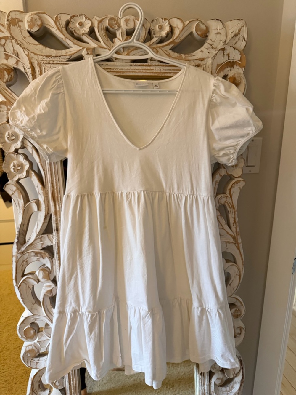 Aritzia White Puff Sleeve Mini Dress